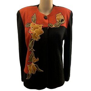 Anthony Sicari. Sz 10. Vintage 80's Appliqued Knit Sweater/Jacket. USA. B91.